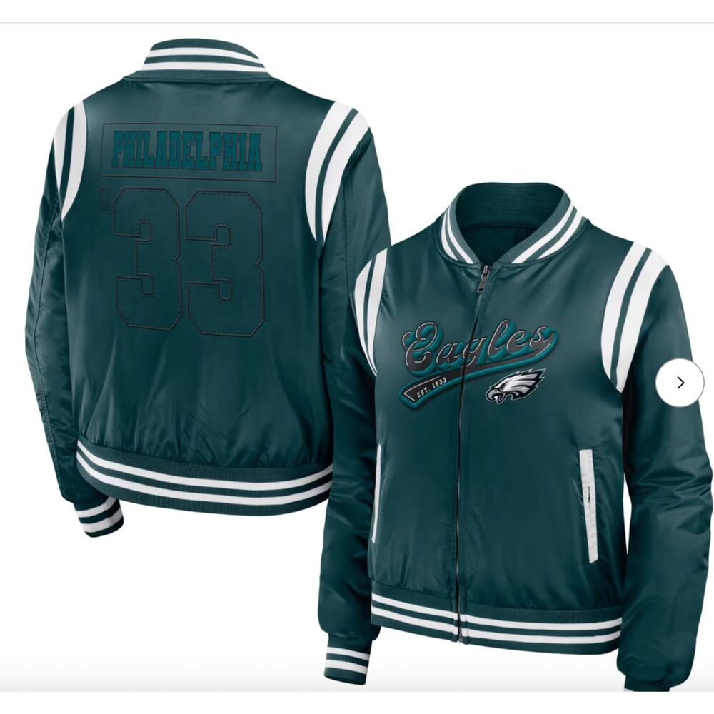 Women's WEAR by Erin Andrews Green Philadelphia Eagles Bomber Full-Zip Jacket
